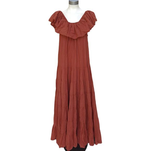 Erika Pena Dresses & Skirts - ERIKA PENA Rita Bohemian Maxi tiered ruffle off shoulder dress Sienna M / L NEW